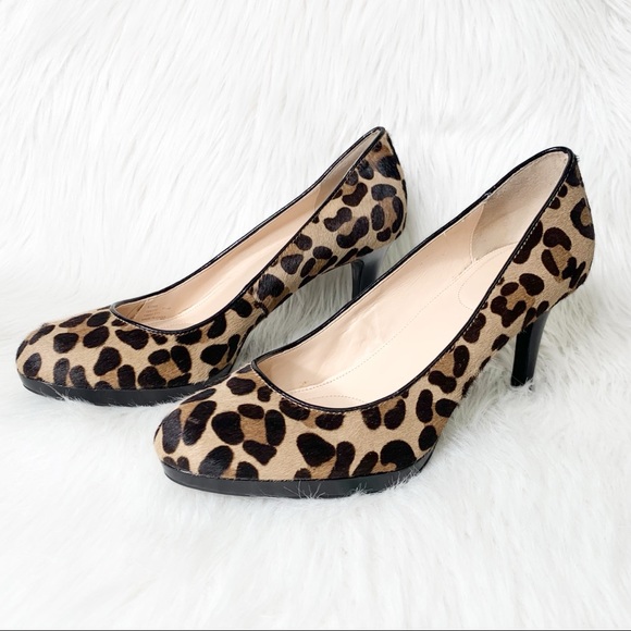 SOLD-Calvin Klein Leopard Print Calf Hair Black Pumps - Picture 4 of 14